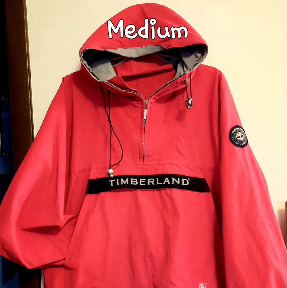 Red Timberland Waterproof Pullover Jacket